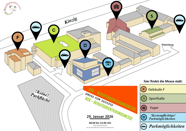 Lageplan (Foyer = Gebäude V